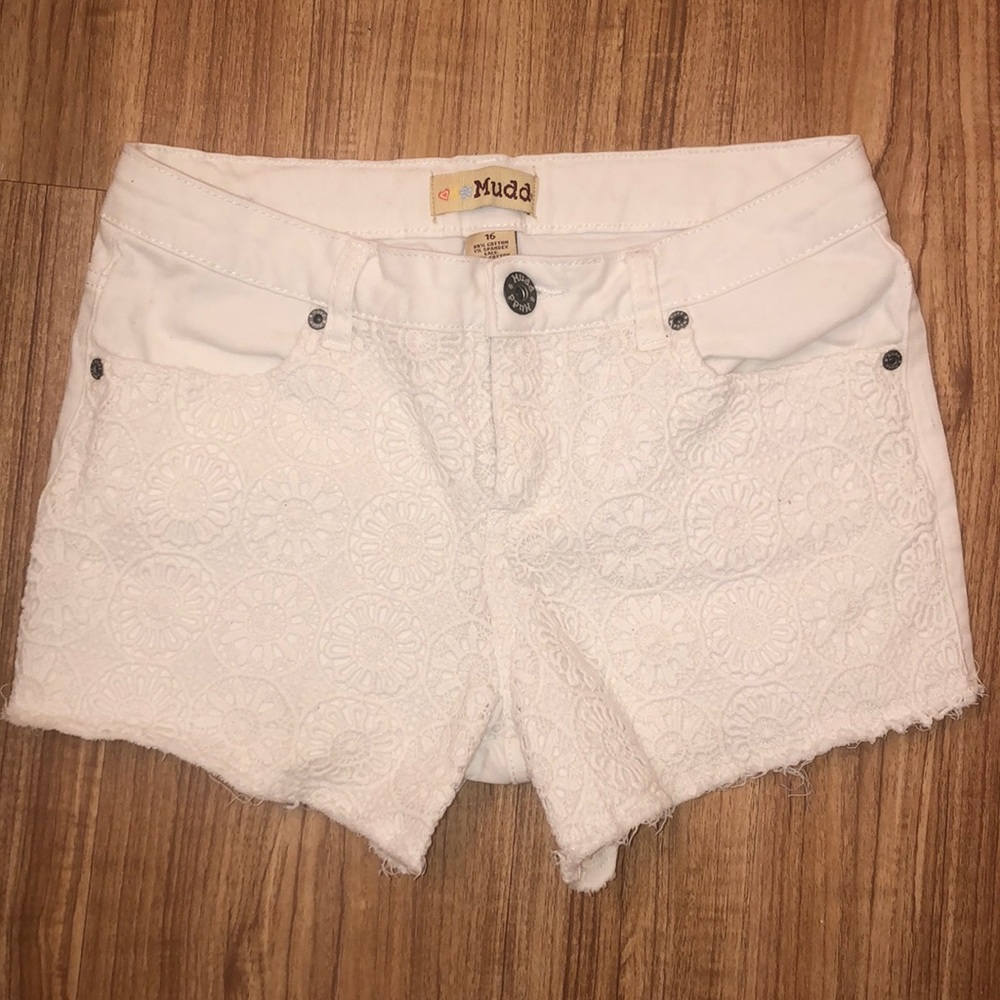 White Lace Jean Shorts